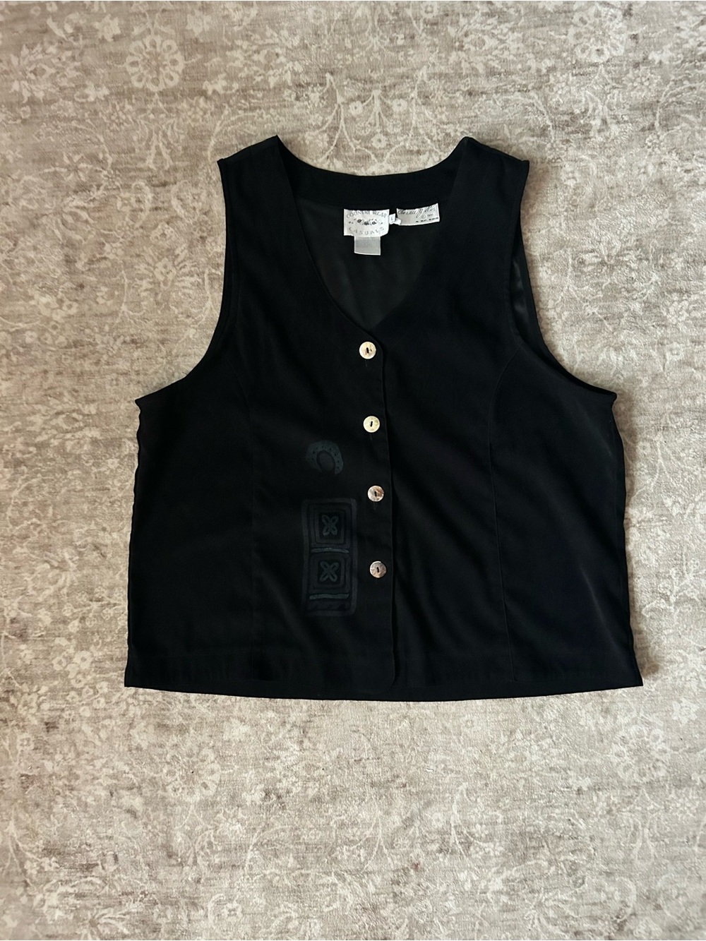 Vintage Country Wears Casuals Women’s Black Button-Front Vest Large